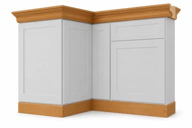 Cabinet moldings on a corner cabinet